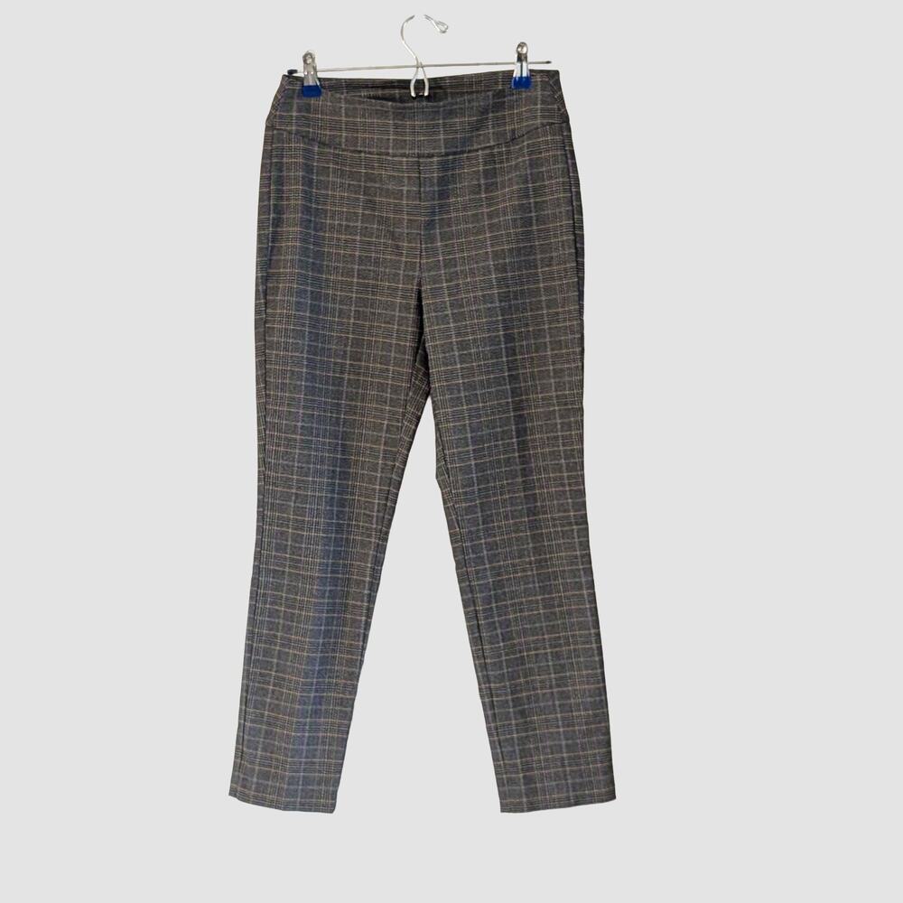 Tribal Fia Printed Trouser Size 8 Plaid Pull On Ankle Pants Career Stretch